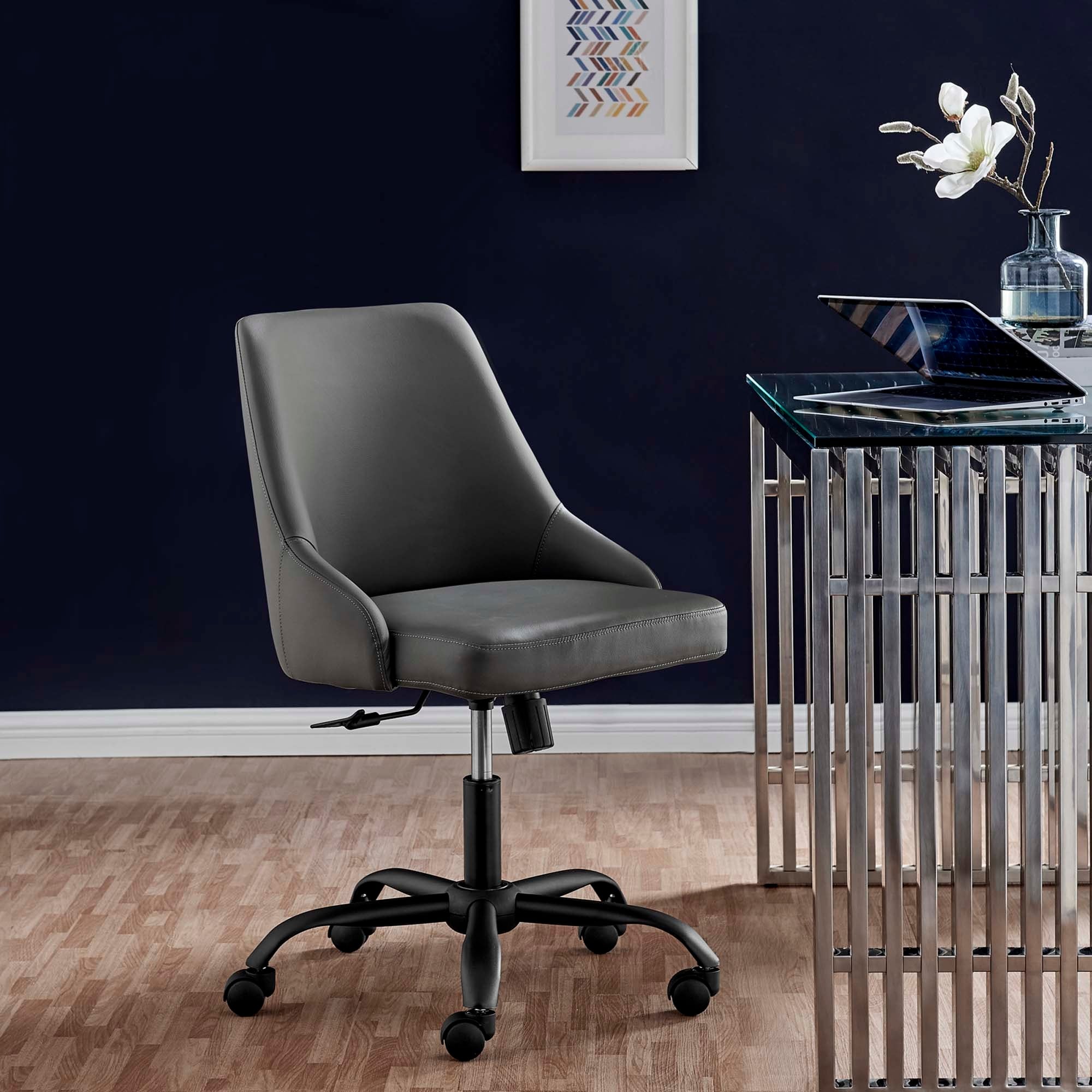 Modway articulate mesh office chair with fully adjustable vegan leather seat store in black