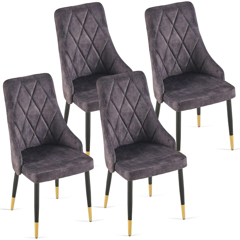 Howtai Velvet Home Kitchen Dining Chairs Upholstered Backrest - Set of 4 - Smoky Grey