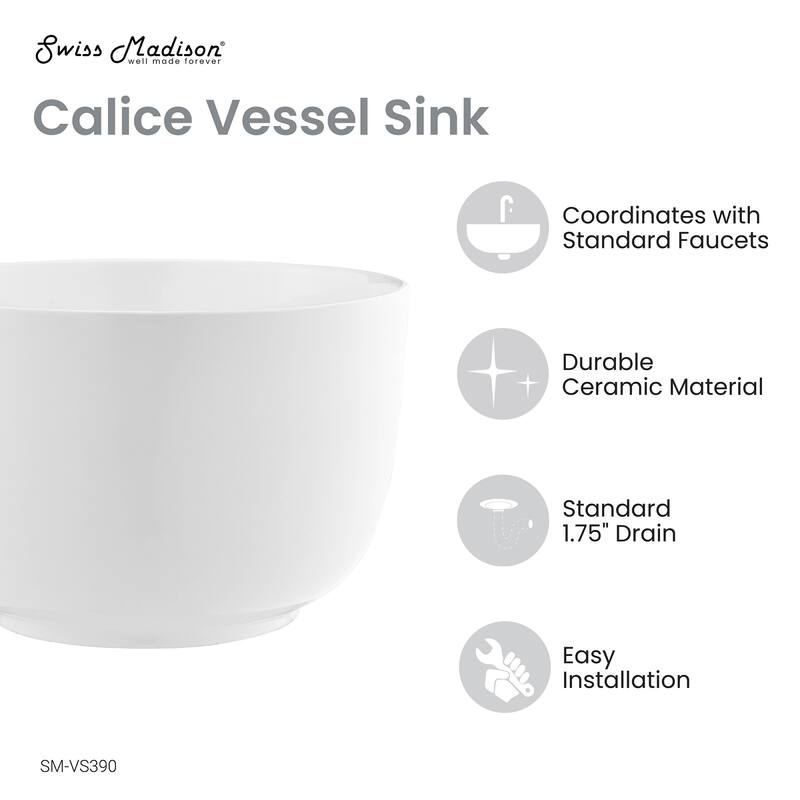 Swiss Madison SM-VS390 Calice 14-15/16" Circular Ceramic Vessel