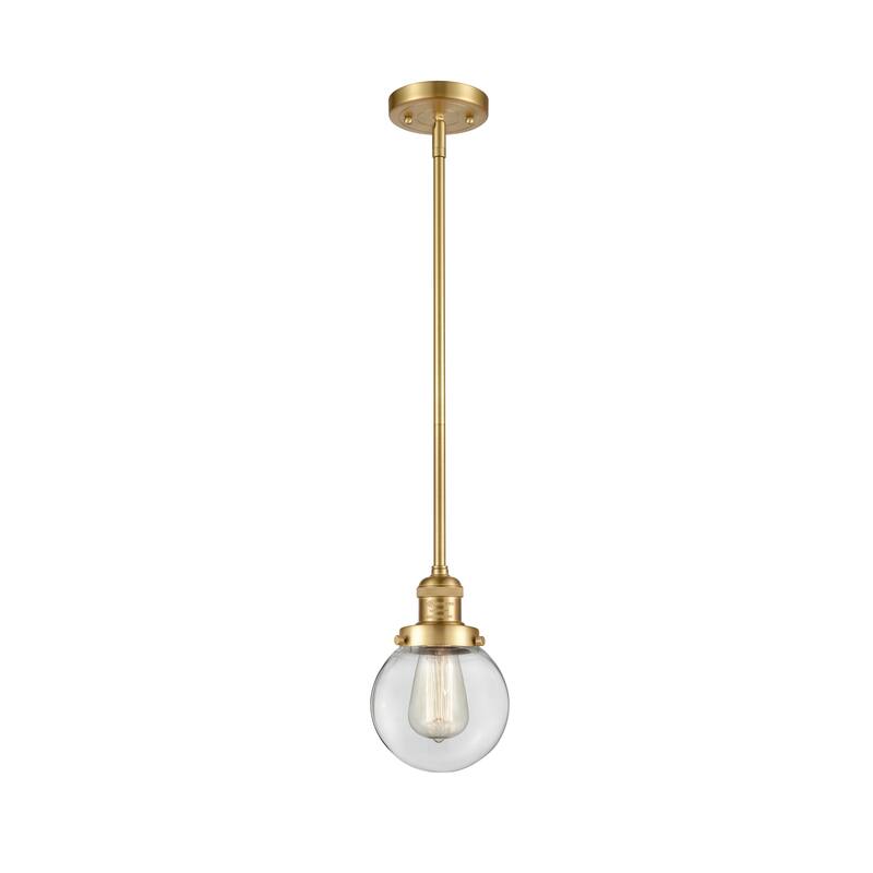 Innovations Lighting Franklin Restoration Beacon 1 Light 6" Stem Hung Mini Pendant - Clear/Satin Gold