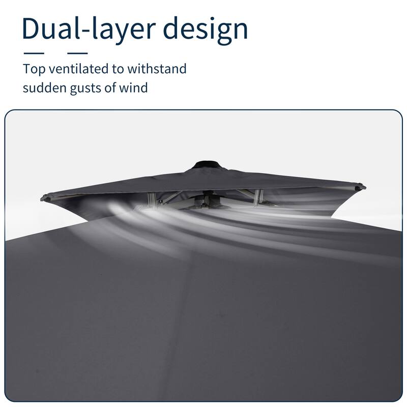 11FT Patio Umbrella Outdoor Square Double Top Umbrella with Base