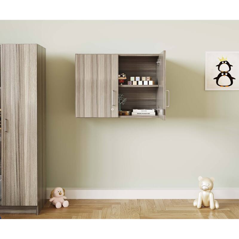 Tot Mate 2-Level Wall Cabinet; 30" x 14.5" x 22.5", Ready-To-Assemble - Shadow Elm Gray