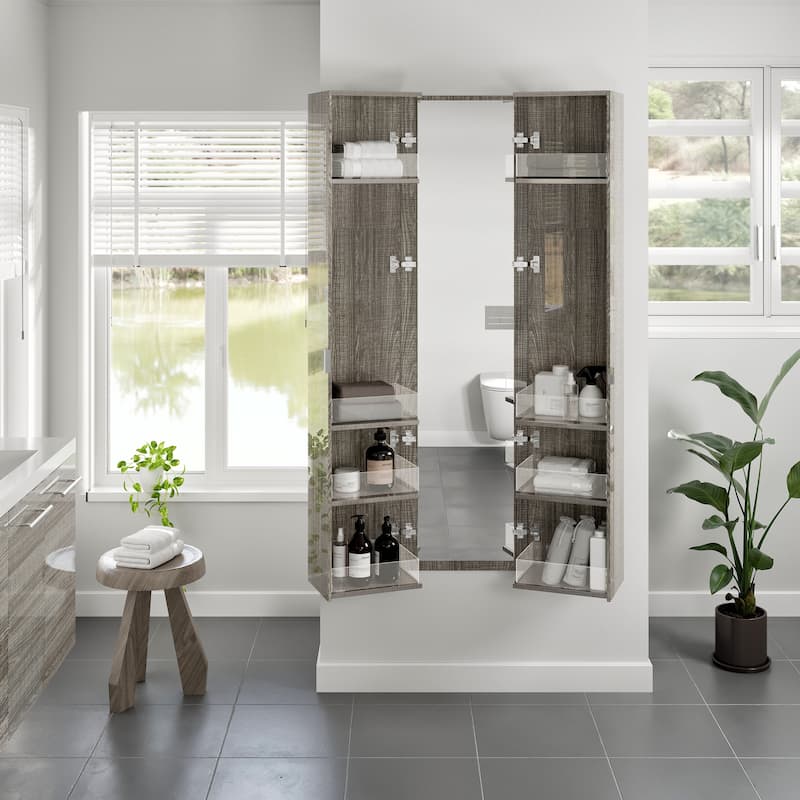Eviva Luxurious 16"W x 16"D x 67"H Ash Wall-Mounted Linen Cabinet