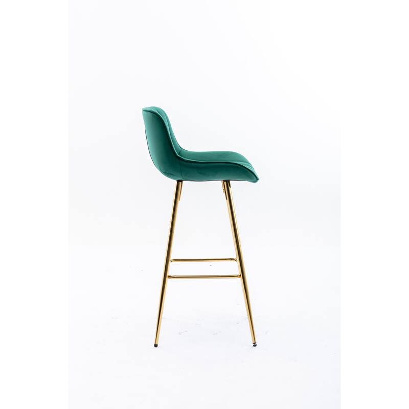 Velvet Swivel Bar Stools Set of 2, Counter Height Bar Chairs with Back, Kitchen Island Stools with Footrest and Metal Legs