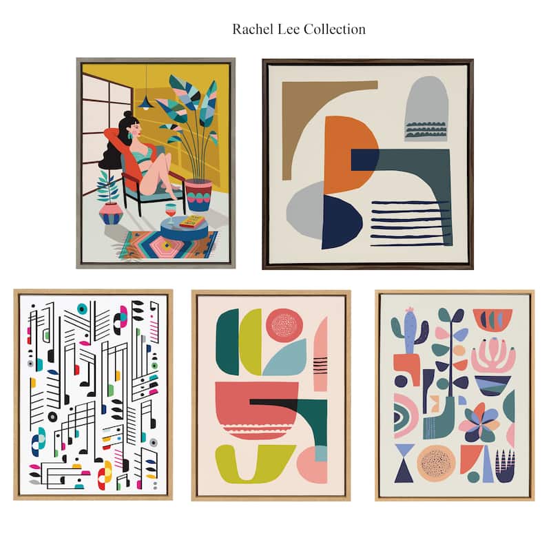Kate and Laurel Sylvie Music Notes Framed Canvas By Rachel Lee