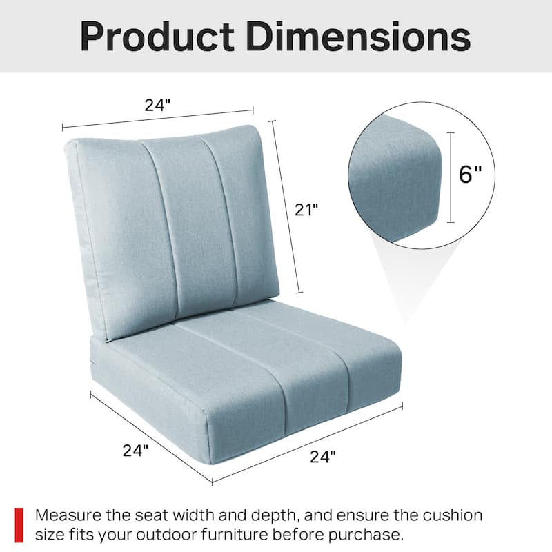 Ivora 24" W x 24" D x 6" T Water & Fade Resistant Outdoor Lounge Chair Replacement Cushion Set