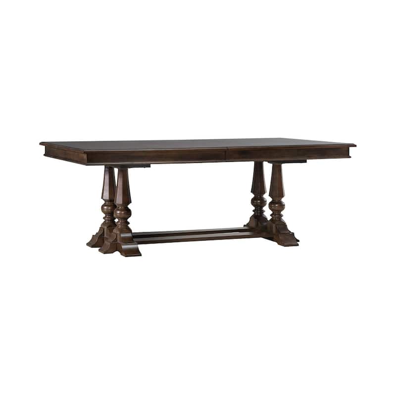 Arden Road Dining Room Trestle Table in Satin Cherry Brown - Width 42" x Depth 108" x Height 30"