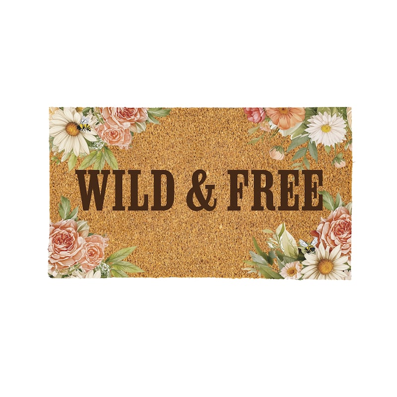 Wild and Free Floral Boots Coir Mat 30"x18" - 30" x 18"