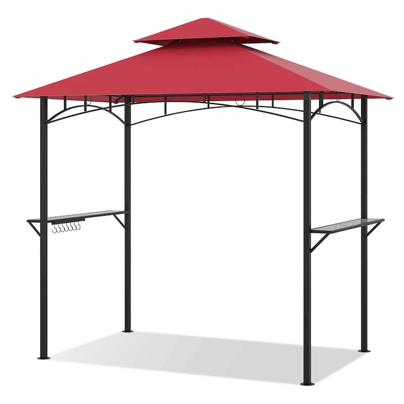 Costway 8' x 5' Grill Gazebo with 2 Shelves 7 Hooks Metal Frame Soft - See Details