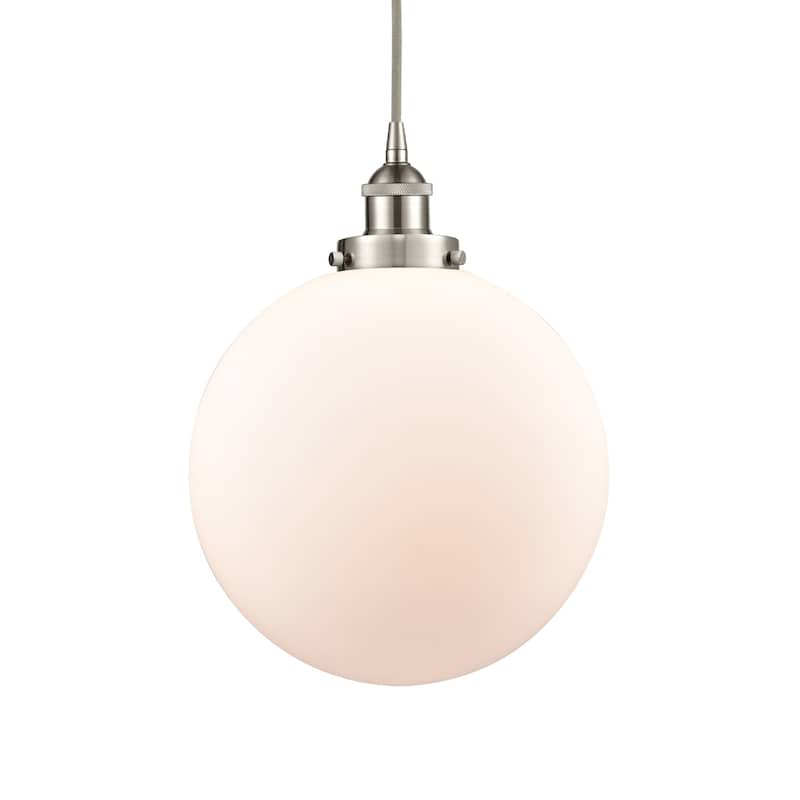 Innovations Lighting 616-1PH-16-12 Beacon Pendant Beacon 12" Wide - Brushed Satin Nickel / Matte White