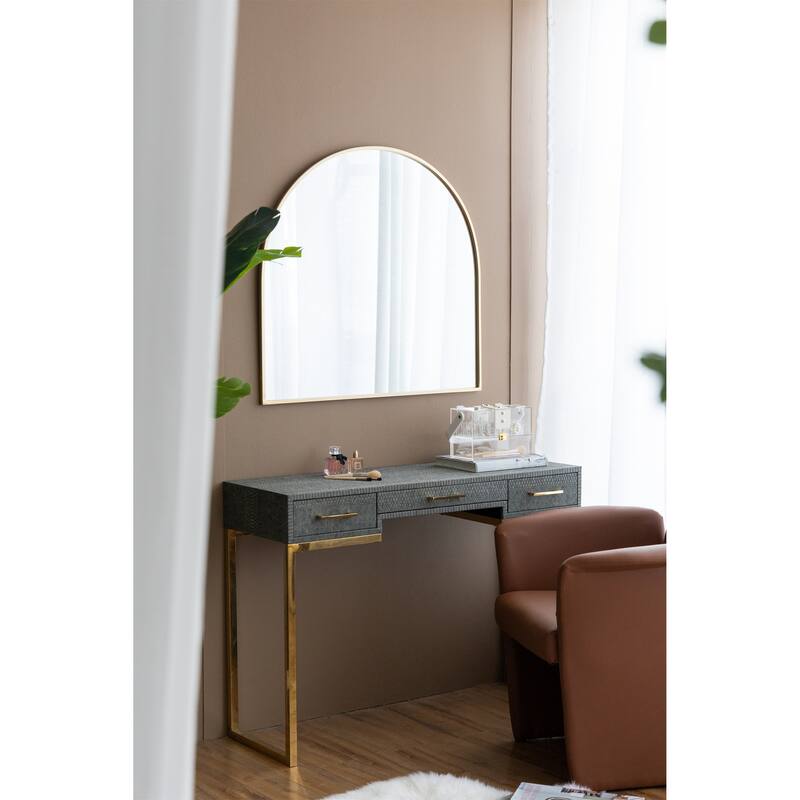 33" x 31" Arched Decorative Accent Mirror with Iron Gold Frame