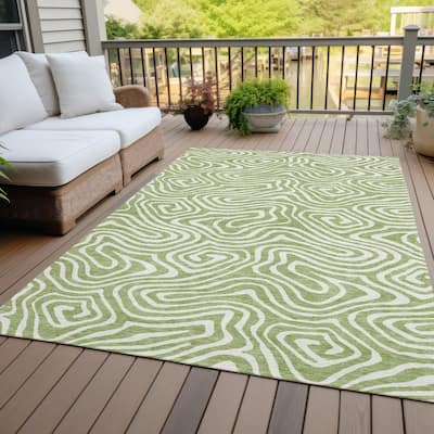 Machine Washable Indoor/ Outdoor Abstract Modern Chantille Rug