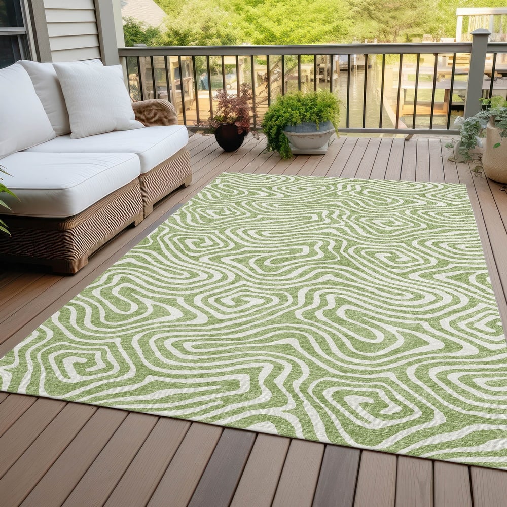 Machine Washable Indoor/ Outdoor Abstract Modern Chantille Rug