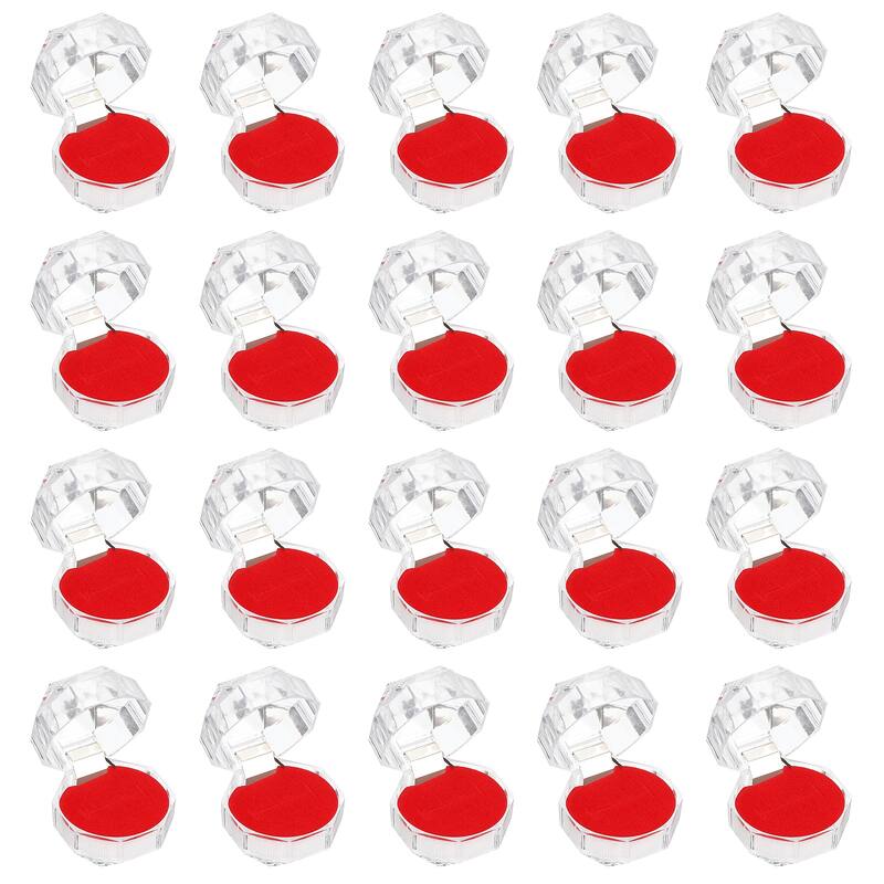 40 Pcs Clear Plastic Ring Boxes with Foam Insert for Wedding 1.5"x1.5"