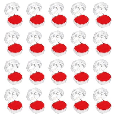 40 Pcs Clear Plastic Ring Boxes with Foam Insert for Wedding 1.5"x1.5"
