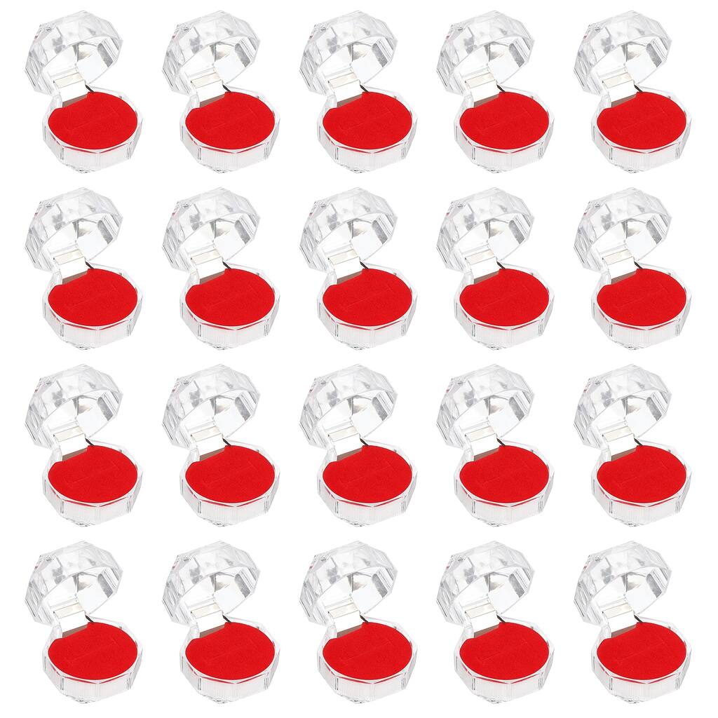 40 Pcs Clear Plastic Ring Boxes with Foam Insert for Wedding 1.5"x1.5"