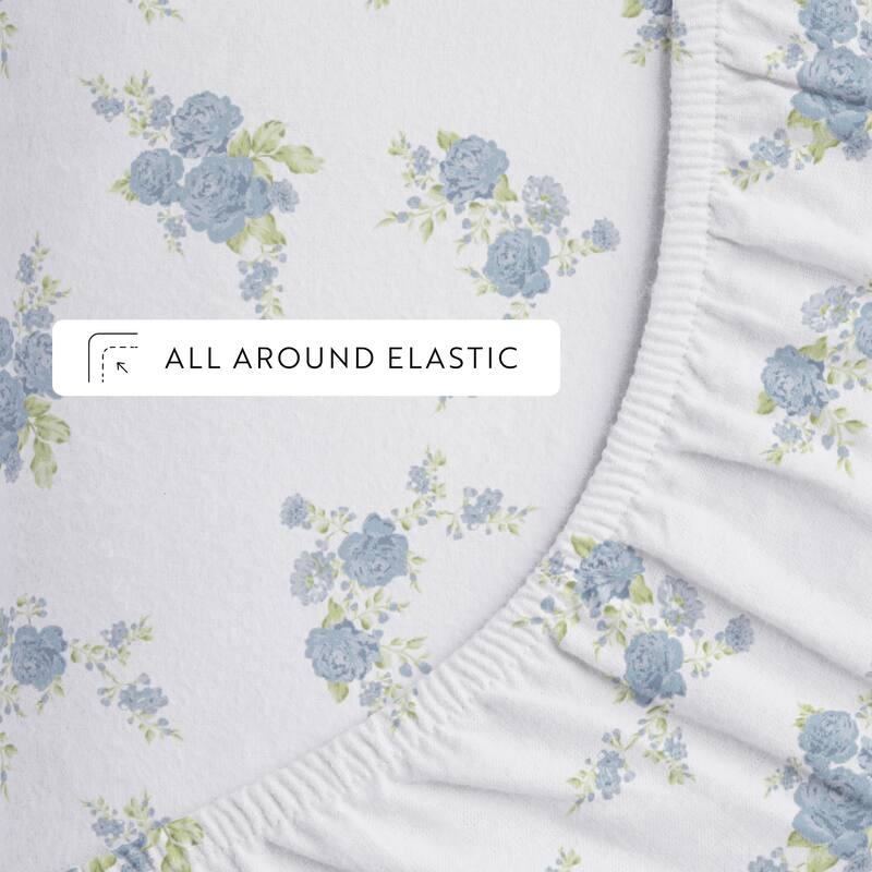 Becky Cameron Rose Bunch 4-Piece Cotton Brushed Flannel Deep Pocket Bed Sheet Set