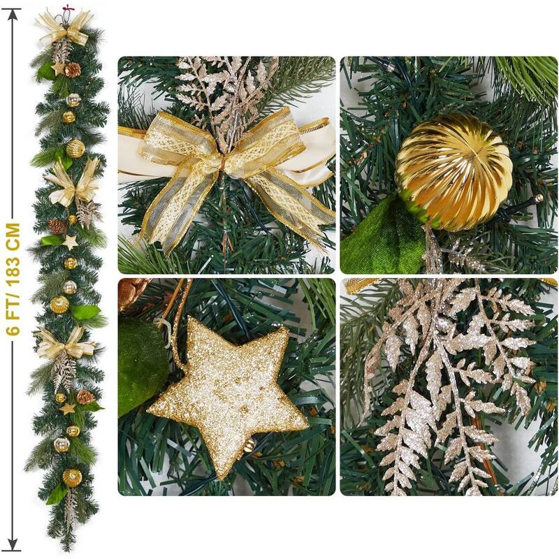 6FT Battery Powered Xmas Garlands Pre Lit Lights, Christmas Garland - N/A