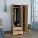 preview thumbnail 4 of 5, 35.4" Modern Three-door Armoire with Hanging Rod, Two Drawers and Five Differently Sized Shelves