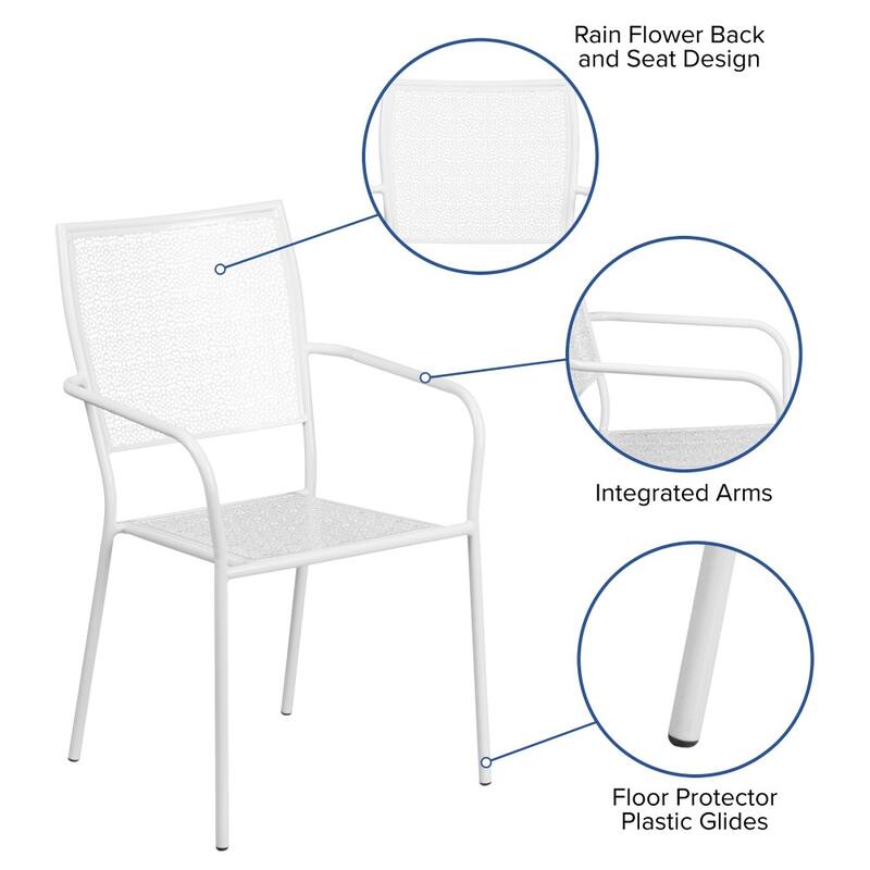 5 Pack Indoor-Outdoor Steel Patio Arm Chair with Square Back