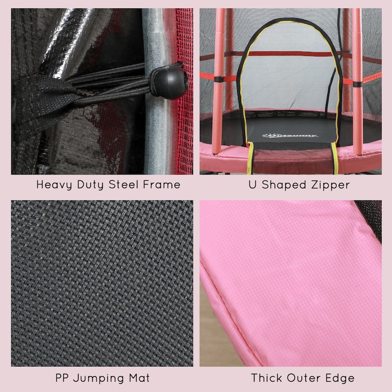 Outsunny 5' Diameter Kids Trampoline with Net for Indoors & Outdoors, Ages 3 to 6