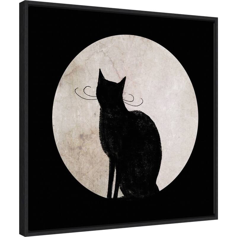 Amanti Art Mystic Moon I Cat Framed Canvas Wall Art