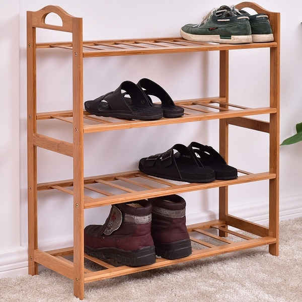 Costway 4 Tier Bamboo Shoe Rack Entryway Shelf Storage Costway 4 Tier Bamboo Shoe Rack Entryway Shelf Storage Organizer Home Furniture As