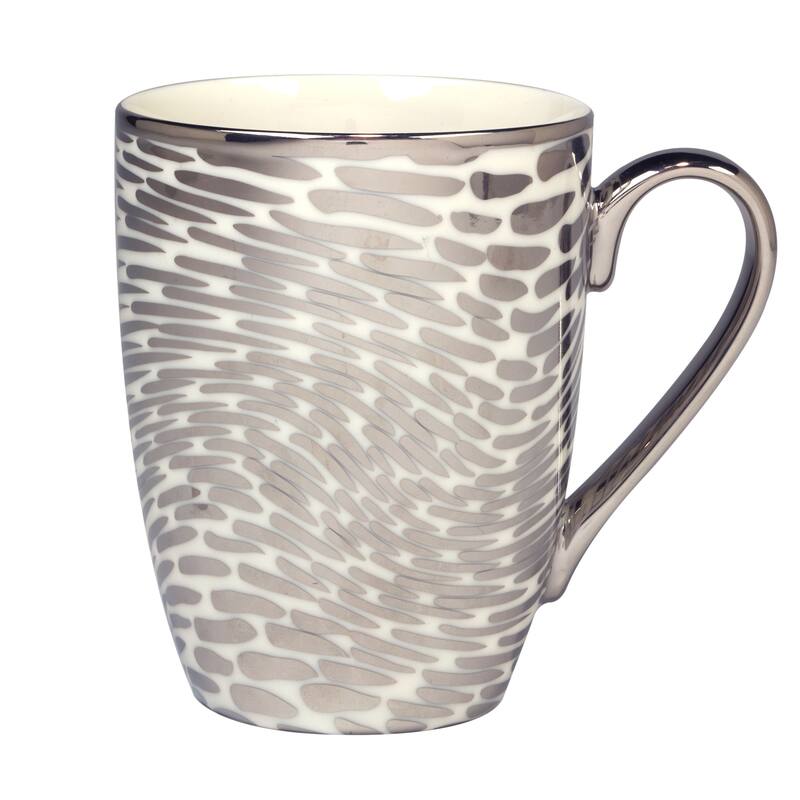 Certified International Matrix Silver Plated Tapered 16 oz. Mugs, Set of 6 Assorted Designs