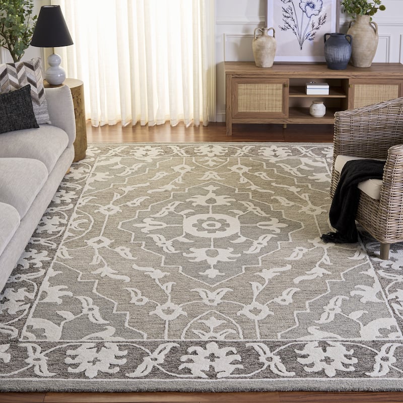SAFAVIEH Handmade Metro Ivancea Wool Rug - 9' x 12' - Grey/Ivory
