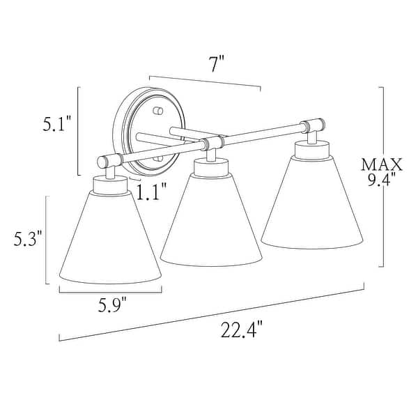 Modern Black Industrial 3light Bathroom Vanity Lights Brass Dimmable