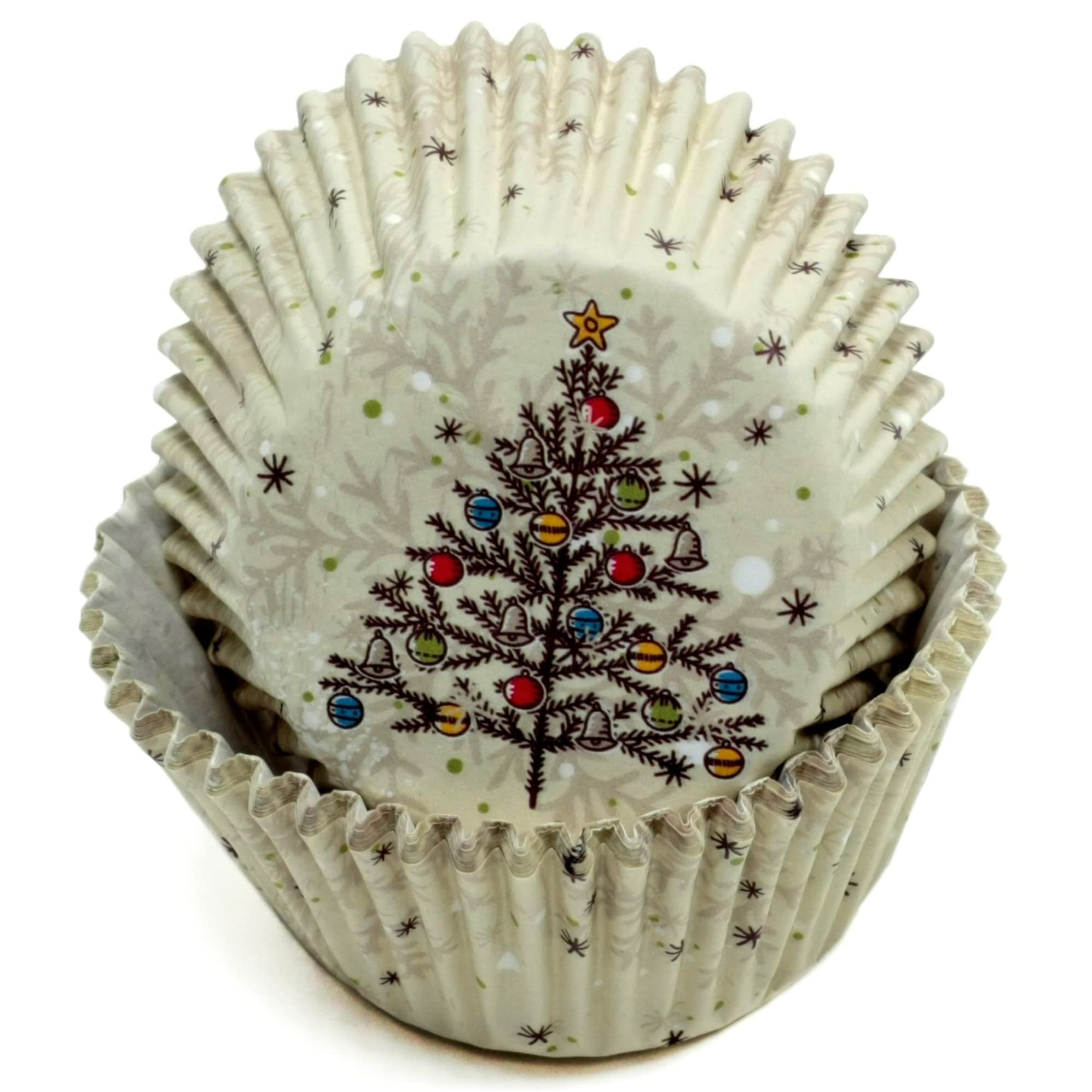 Chef Craft Classic Christmas Tree-Patterned Paper Baking Cups - 50 Count Cupcake Liners