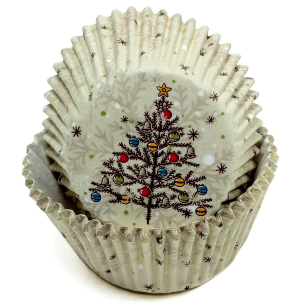 Chef Craft Classic Christmas Tree-Patterned Paper Baking Cups - 50 Count Cupcake Liners