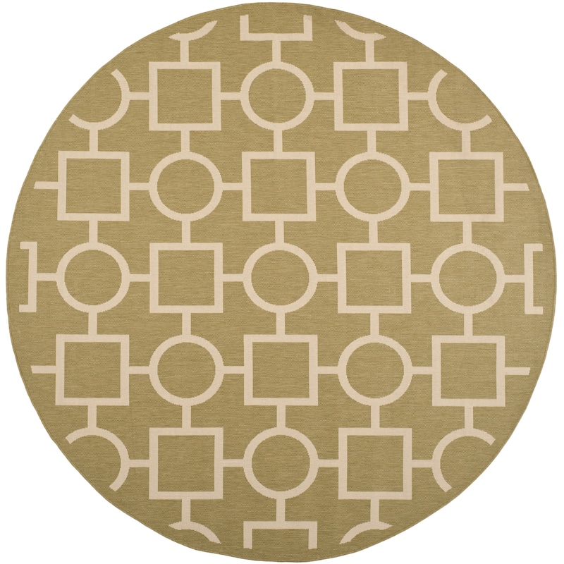 SAFAVIEH Courtyard Lilya Indoor/ Outdoor Waterproof Patio Backyard Rug - 7'10" Round - Green/Beige