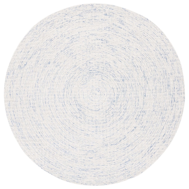 SAFAVIEH Handmade Abstract Cemile Modern Wool Rug - 6' Round - Blue/Ivory - Round