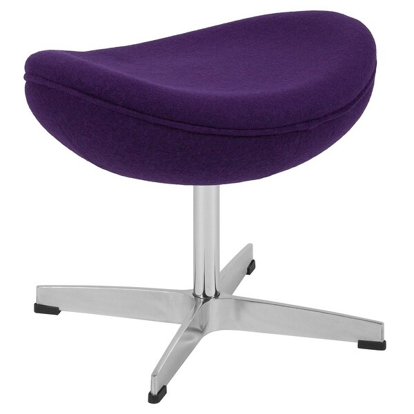 21" Purple Saddle Curved Design Wool Fabric Upholstery Ottoman - N/A