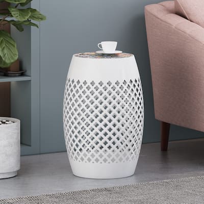 Rucker Indoor Lace Cut Side Table with Tile Top by Christopher Knight Home