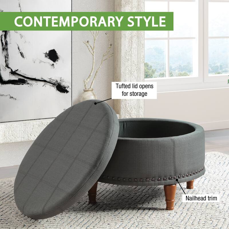 Gracewood Hollow Kuimba Storage Ottoman with Antique Nailheads