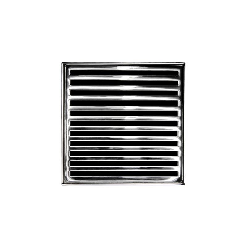 Infinity Drain N 5 5" x 5" Center Drain with Lines Pattern Decorative - Polished Stainless - Polished Stainless