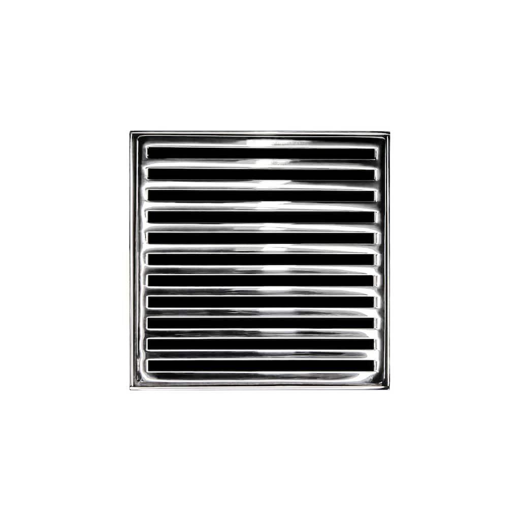 Infinity Drain N 5 5" x 5" Center Drain with Lines Pattern Decorative - Polished Stainless