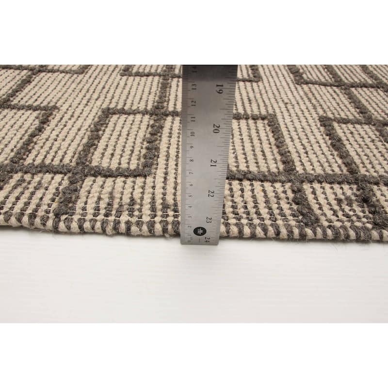ECARPETGALLERY Braid weave Sienna Khaki Wool Rug - 5'2 x 7'11