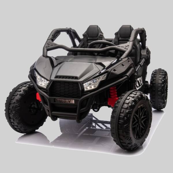 slide 2 of 5, Battery-Powered 24V Kids UTV, 2-Seater, Bluetooth, MP3, Remote Control, Four-Wheel Suspension, 3.73-4.97 MPH, for Ages 3+ Black