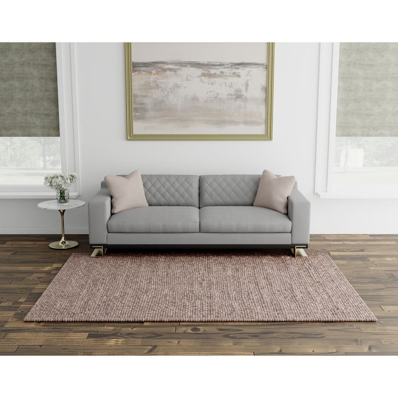 Domani Clouds Contemporary Hand-Knotted Warm Neutrals Heathered Rug