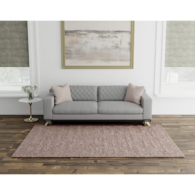 Domani Clouds Contemporary Hand-Knotted Warm Neutrals Heathered Rug