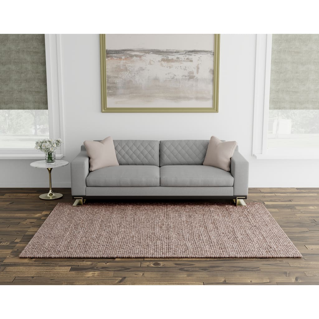 Domani Clouds Contemporary Hand-Knotted Warm Neutrals Heathered Rug