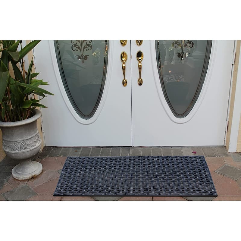 A1HC Basket Weave Design Indoor/Outdoor Decorative Durable Rubber Doormat 32"X48"