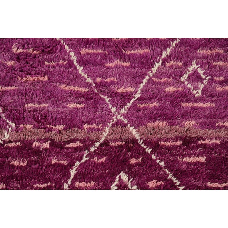 Purple Plush Moroccan Oriental Accent Rug Hand-Knotted Wool Carpet - 2'11" x 5'5"