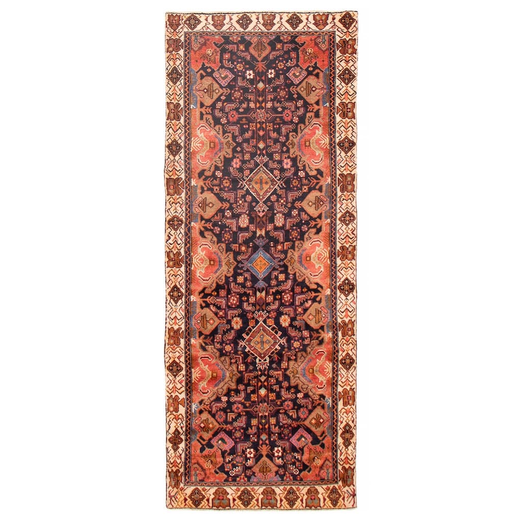 ECARPETGALLERY Hand-knotted Andelz Dark Navy Wool Rug - 3'5 x 9'8