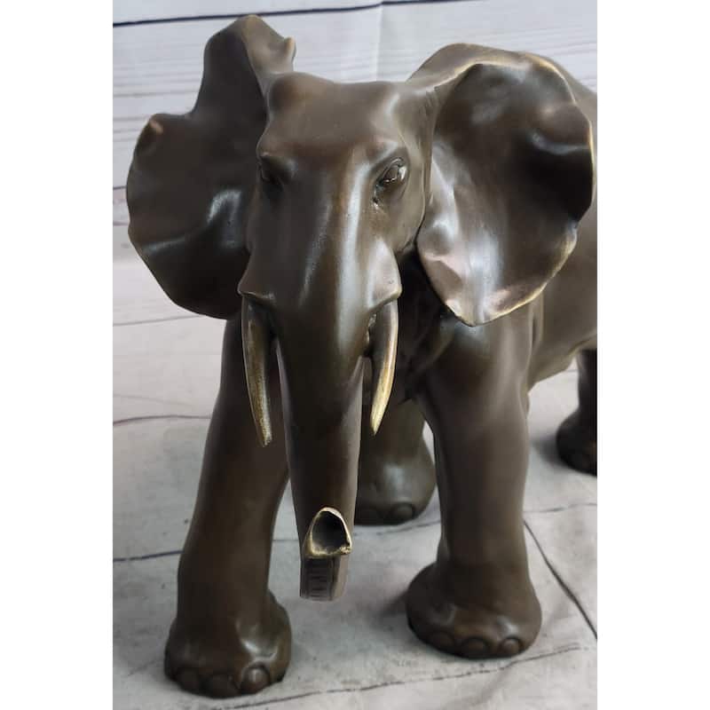 Smooth Imitative Elephant Bronze Metal Figure Sculpture Handmade Art Decor Collectible