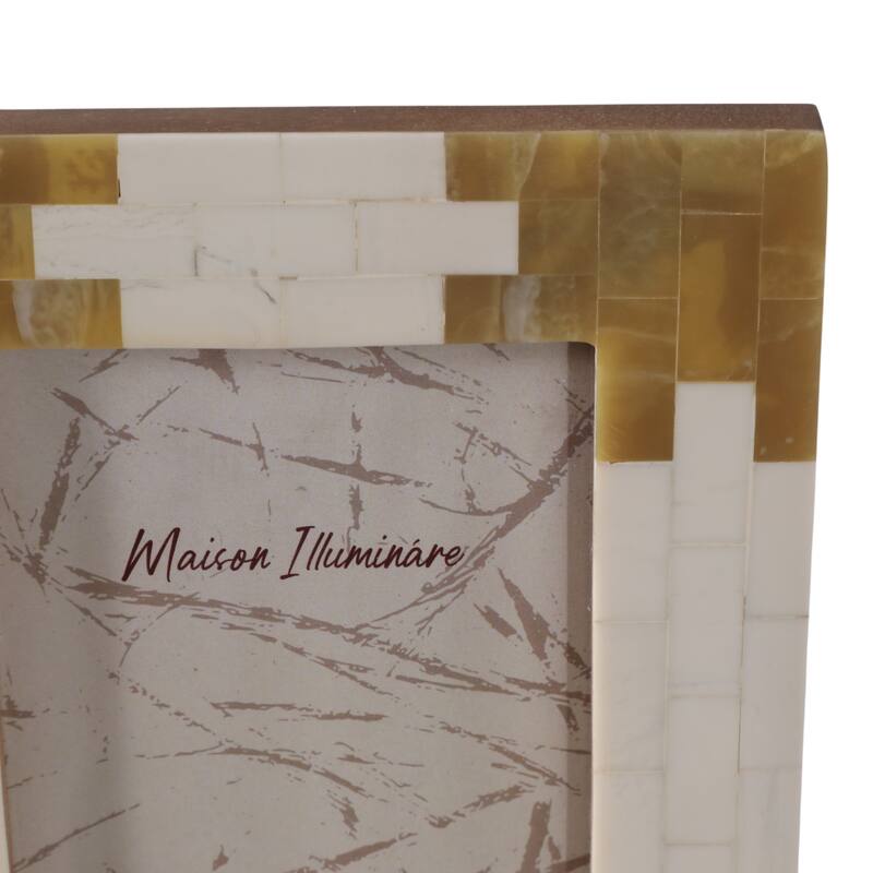 Resin Wood Decorative Photo Frame Modern Glam Home Decor - 8" Ivory