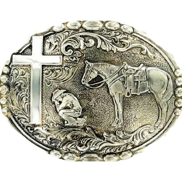 Shop Crumrine Western Belt Buckle Mens Cowboy Prayer Antique Silver - Antique Silver - Overstock ...